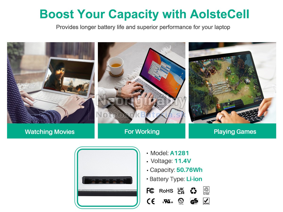 Náhradná batéria pre Apple MacBook Pro Core 2 DUO 2.93GHZ 15.4 inch A1286(EMC 2255)