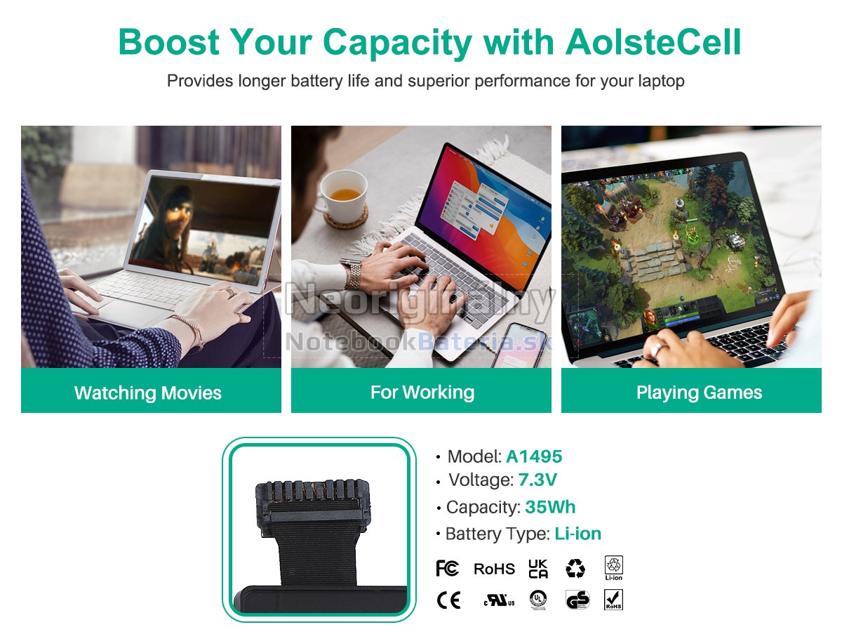 Náhradná batéria pre Apple MacBook Air Core I5 1.3GHZ 11.6 inch A1465(EMC 2631)