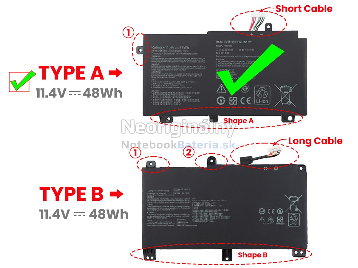 Náhradná batéria pre Asus B31N1726