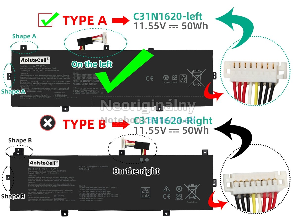 Náhradná batéria pre Asus C31N1620