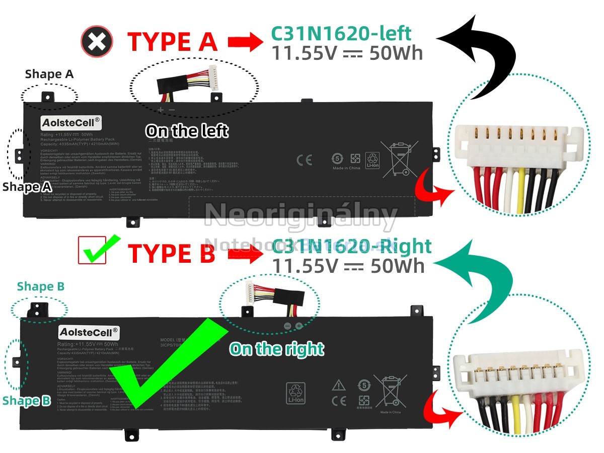Náhradná batéria pre Asus C31N1620